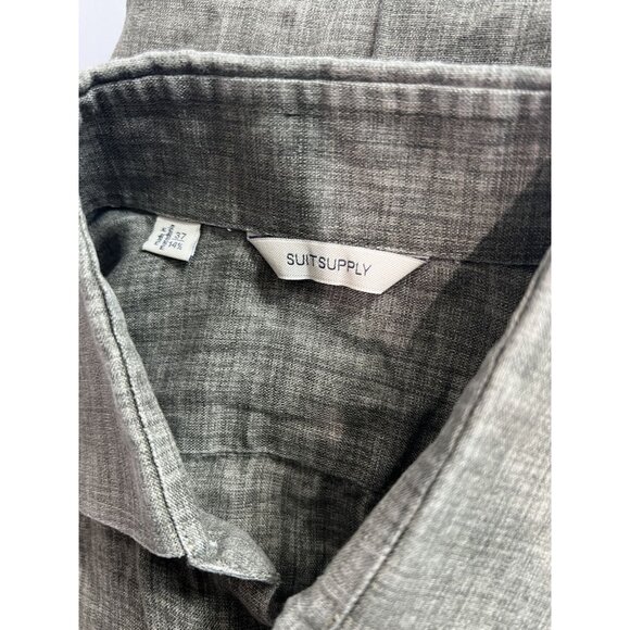 Suit Supply 100% Linen Button Up Shirt in Green - Picture 3 of 3